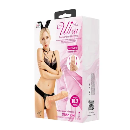 Strap-on vibrátor Ultra Passionate Harness (9" žilnatý)