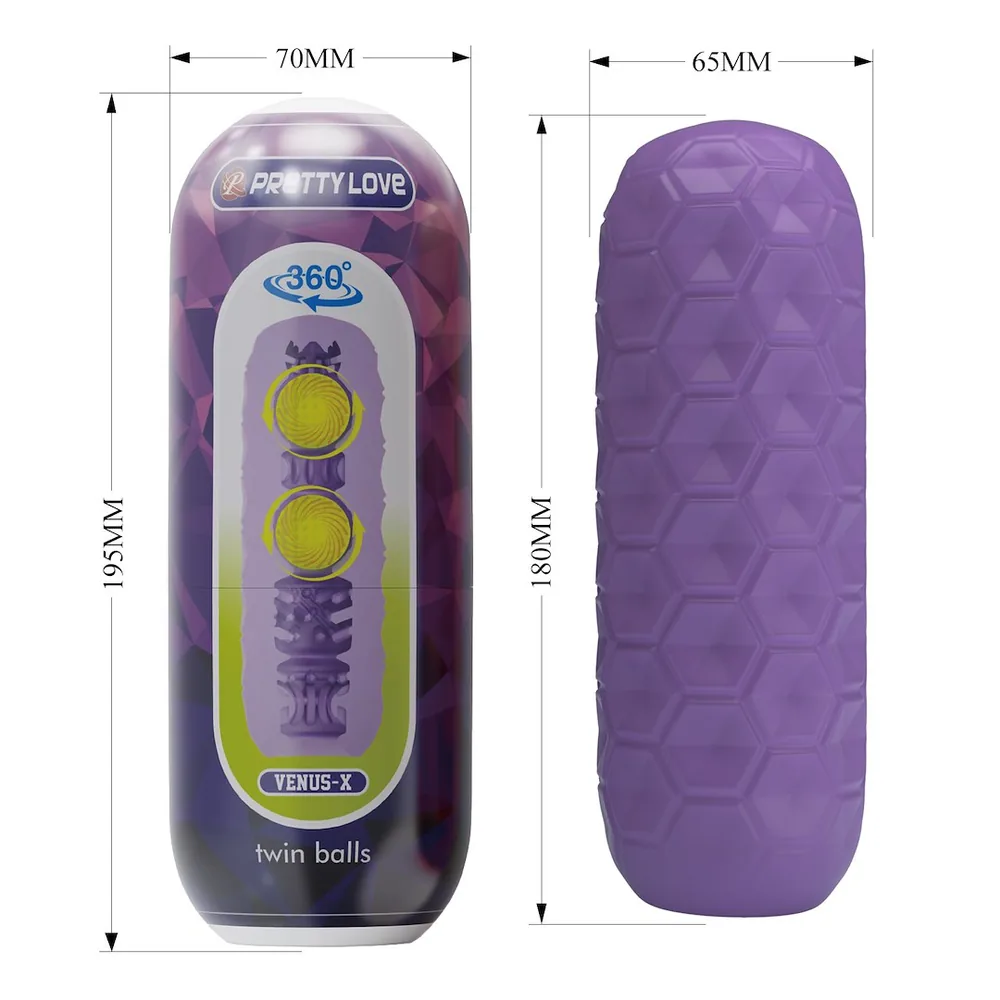 Masturbátor Pretty Love Twin (s guličkami) – Obrázok 7