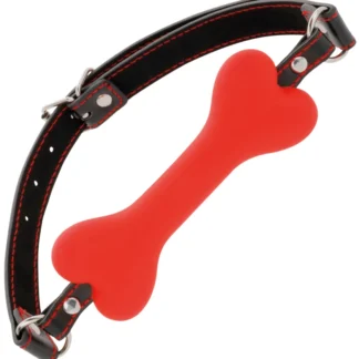 Silikónový náustok v tvare kostičky - červený (Bone Gag)
