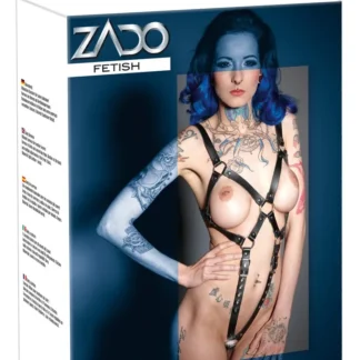 ZADO – kožené telové body z popruhov, čierne (S/M)