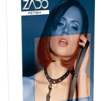 ZADO – kožený obojok s nitmi a vodítkom (pravá koža)