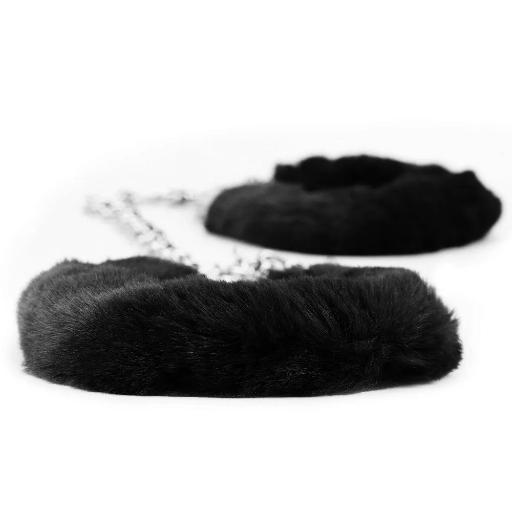 Plyšové putá na nohy Fluffy – čierne – Obrázok 2
