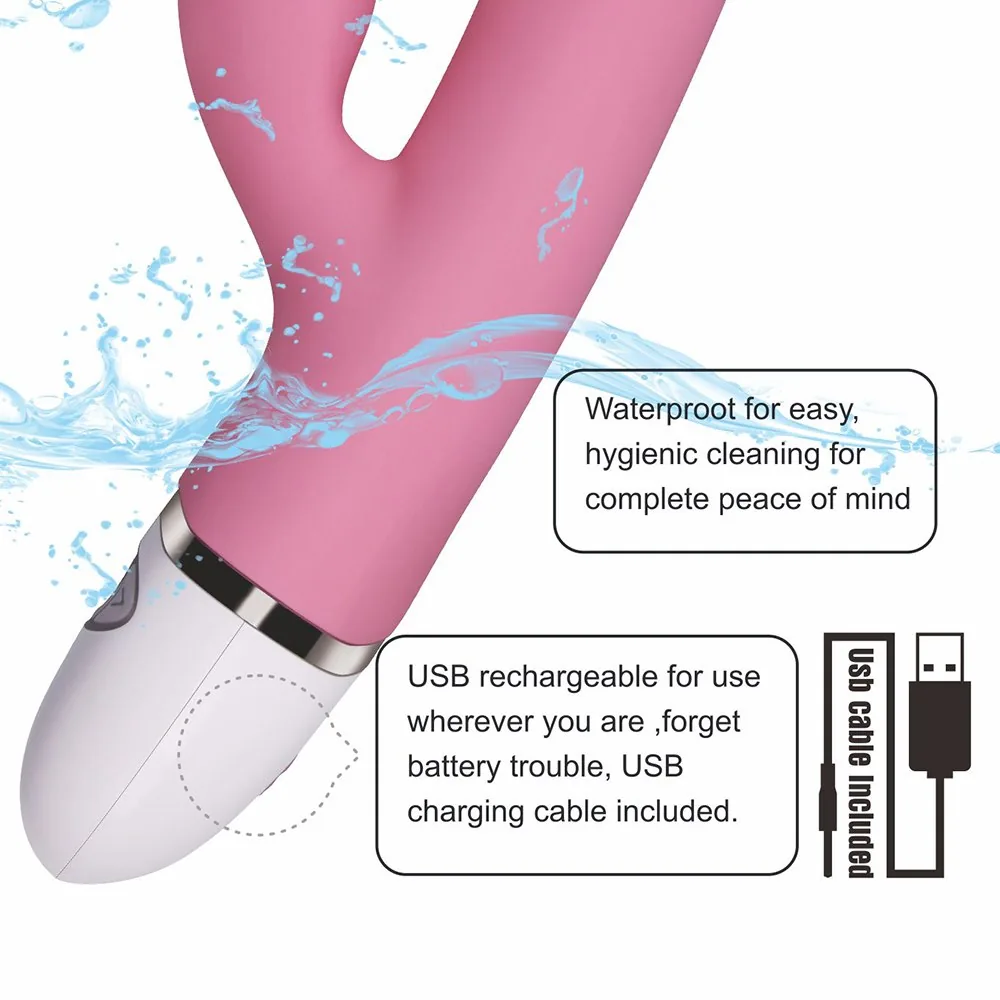 Rabbit vibrátor s USB nabíjaním – Obrázok 9