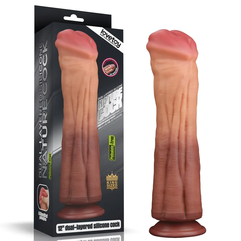 Dildo 12'' Dual Layered Platinum Silicone