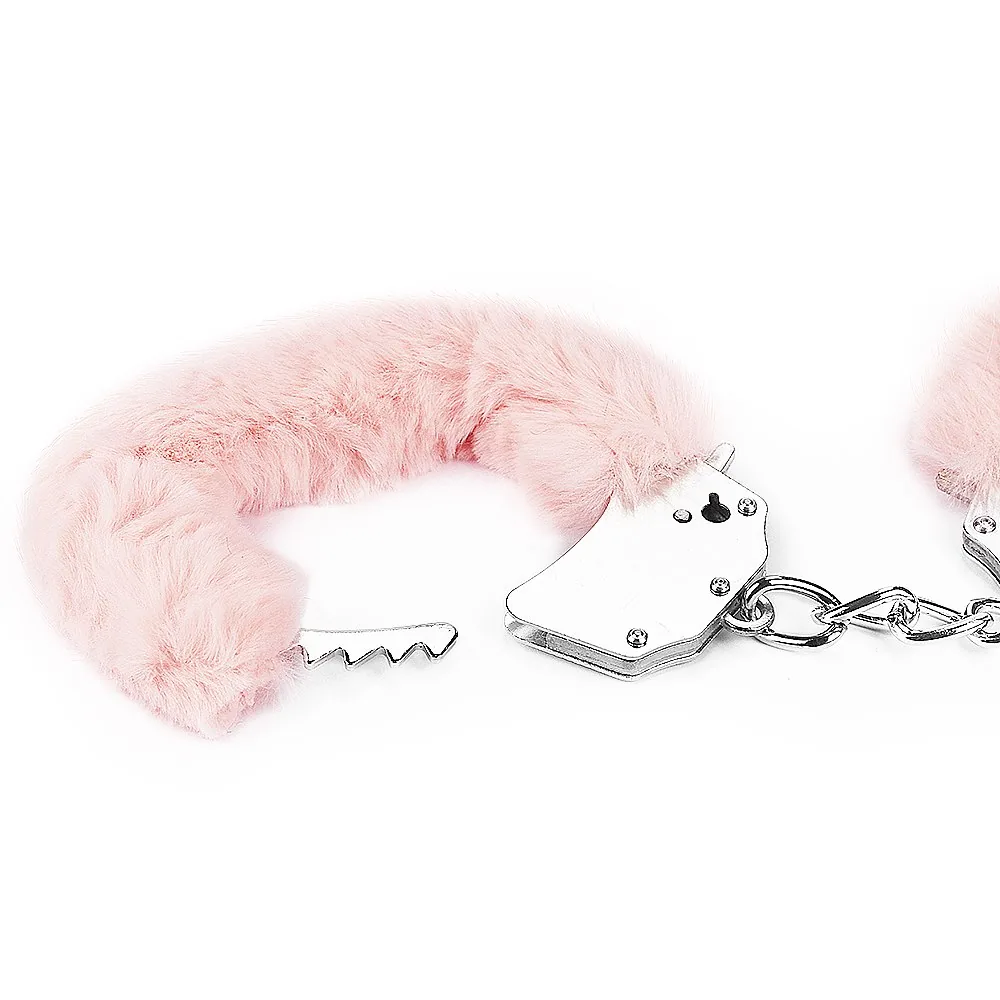 Putá Fluffy Hand Cuffs – ružové – Obrázok 5