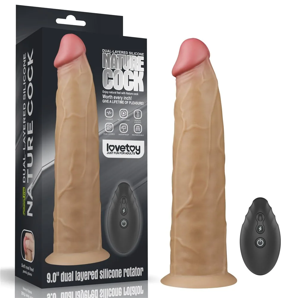 Vibrátor Lovetoy Dual Layered Platinum Silicone Rotator 9"