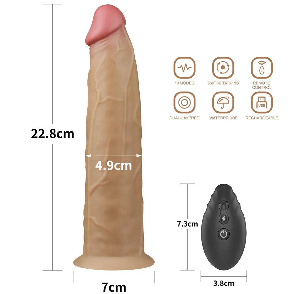 Vibrátor Lovetoy Dual Layered Platinum Silicone Rotator 9" – Obrázok 2