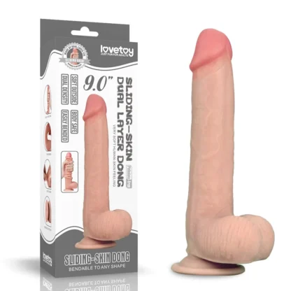 Dildo Sliding Skin dvojvrstvové 9"