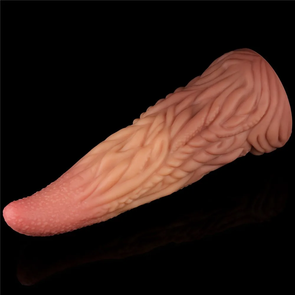 Dvojvrstvové silikónové dildo Platinum – jazyk 10" – Obrázok 8