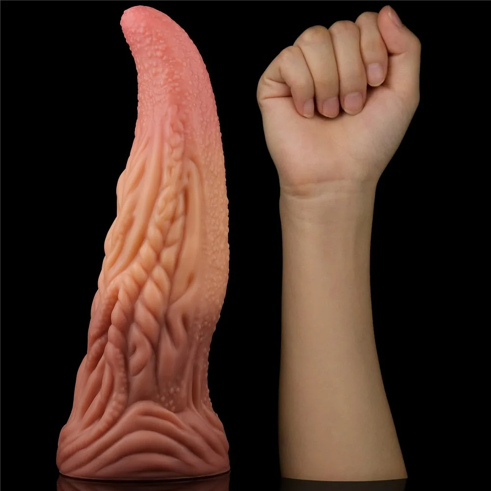 Dvojvrstvové silikónové dildo Platinum – jazyk 10" – Obrázok 13