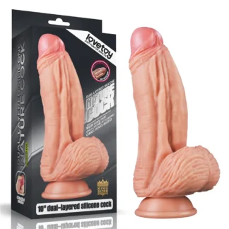 Dvojvrstvové silikónové dildo Platinum 10", telové