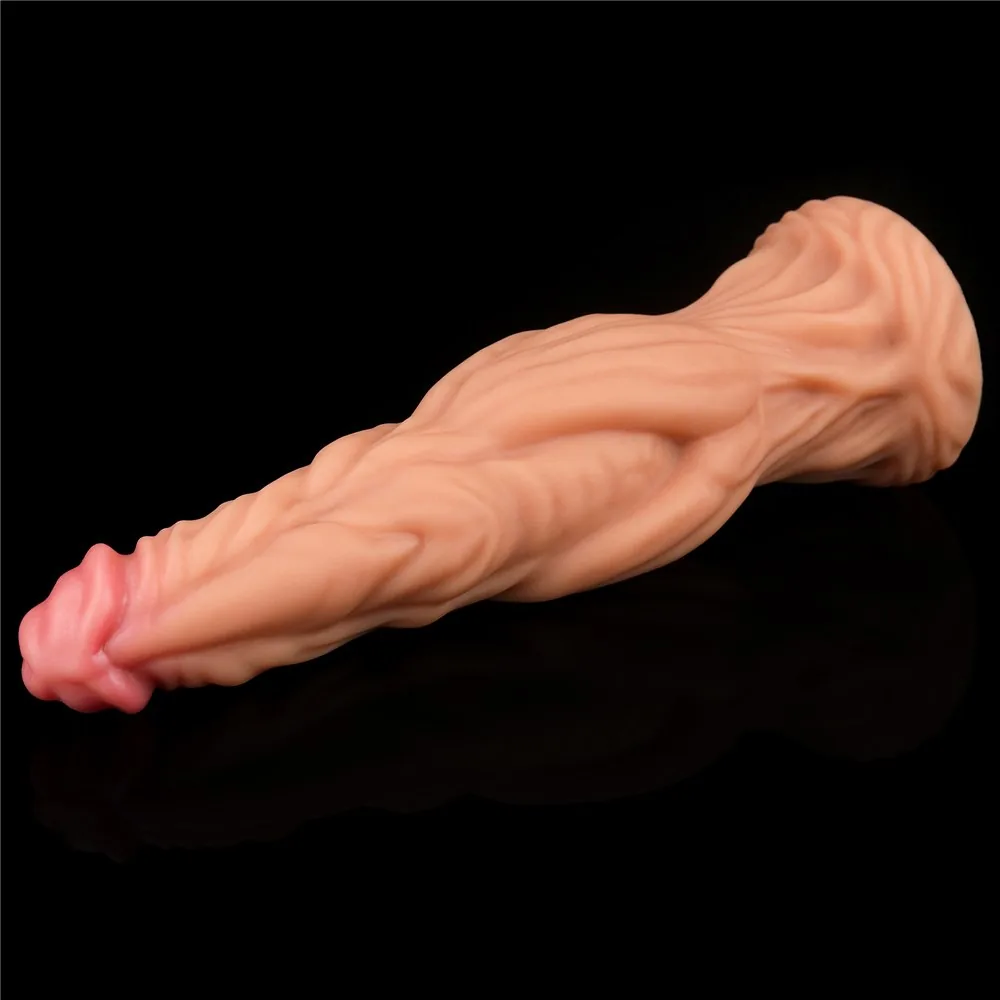 Dvojvrstvové silikónové dildo Platinum 9,5", telové – Obrázok 4