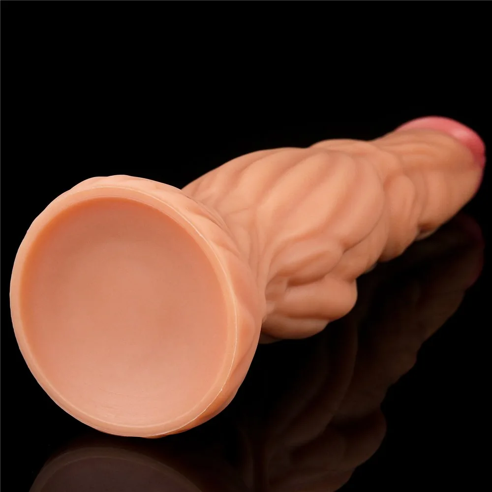 Dvojvrstvové silikónové dildo Platinum 9,5", telové – Obrázok 5
