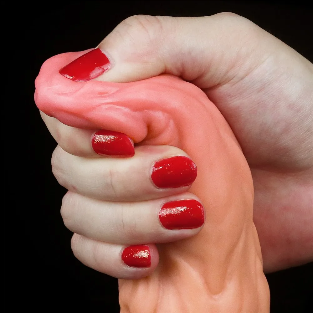 Dvojvrstvové silikónové dildo Platinum 9,5", telové – Obrázok 6