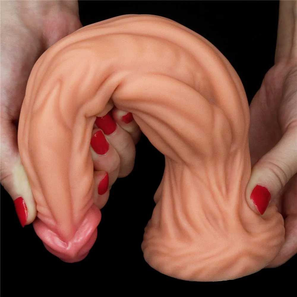 Dvojvrstvové silikónové dildo Platinum 9,5", telové – Obrázok 8