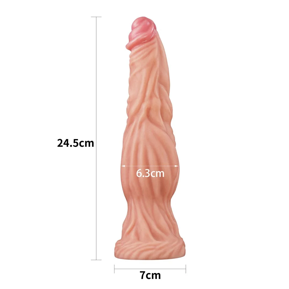 Dvojvrstvové silikónové dildo Platinum 9,5", telové – Obrázok 12