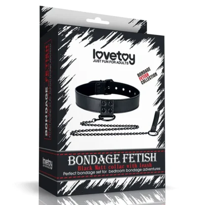 Bondage obojok s vodítkom Fetish, čierny matný