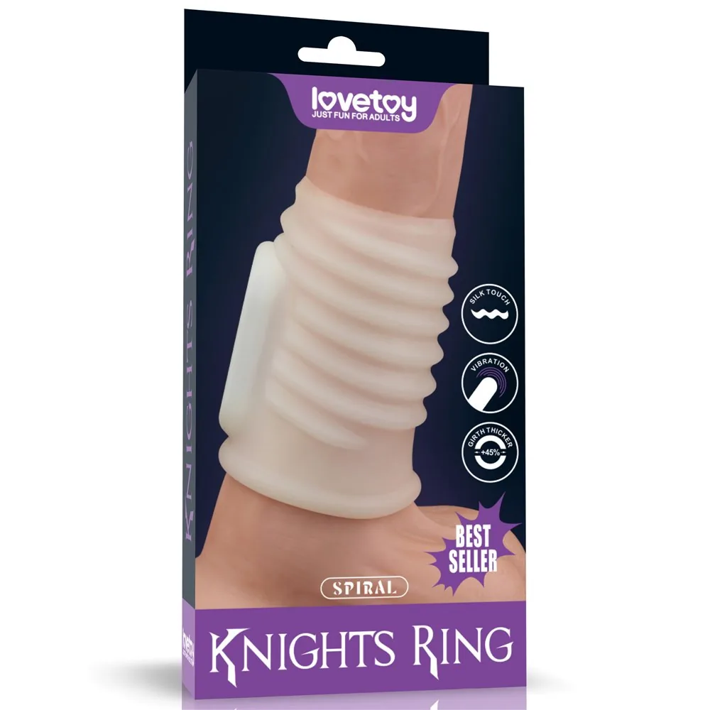 Vibračný návlek Knights Ring Spiral (biely)