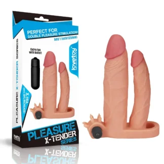 Vibračný dvojitý návlek na penis Pleasure X-Tender +1''