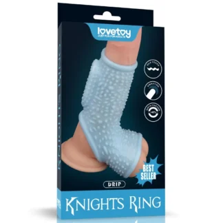 Vibračný krúžok Knights Ring Drip s návlekom na miešok