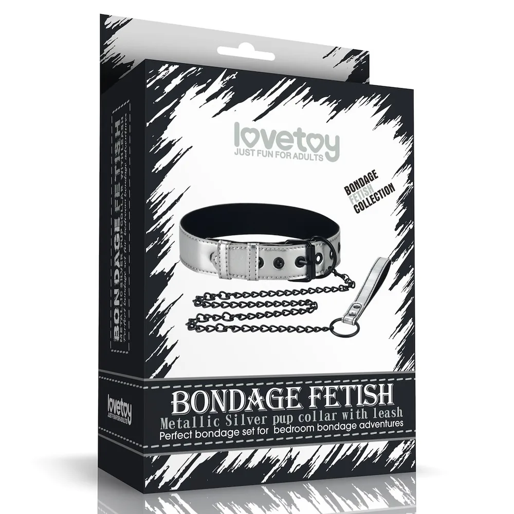Bondage obojok s vodítkom Fetish Metallic Pup Collar