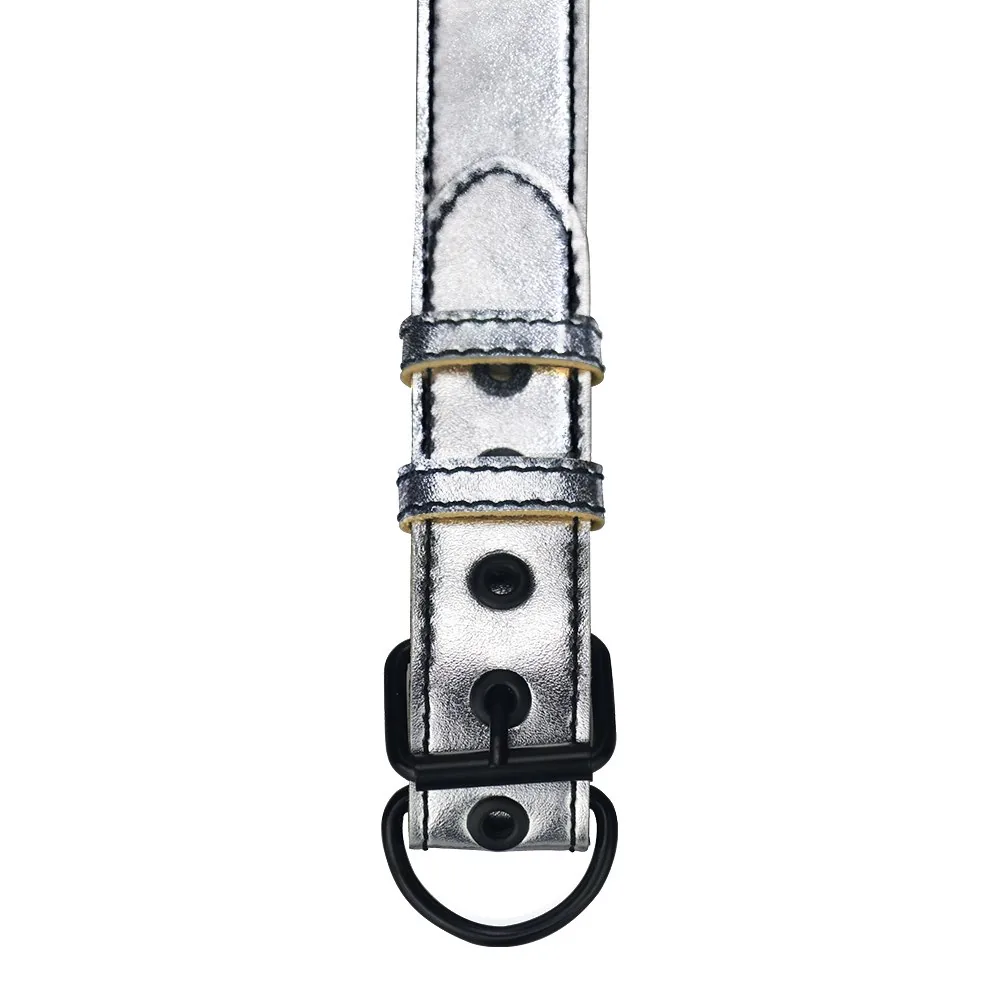Bondage obojok s vodítkom Fetish Metallic Pup Collar – Obrázok 3