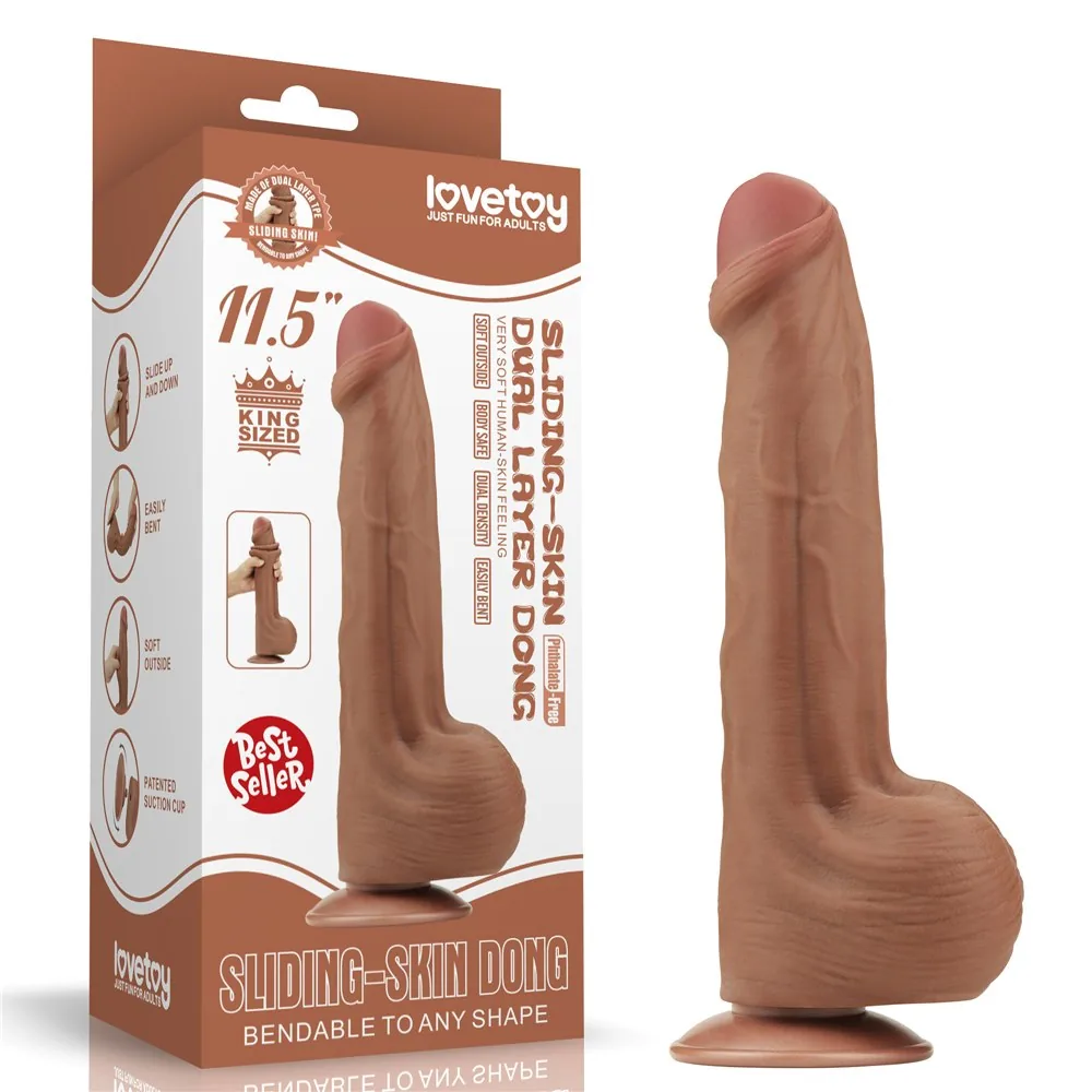 Dvojvrstvové dildo King Size Sliding Skin 11,5"