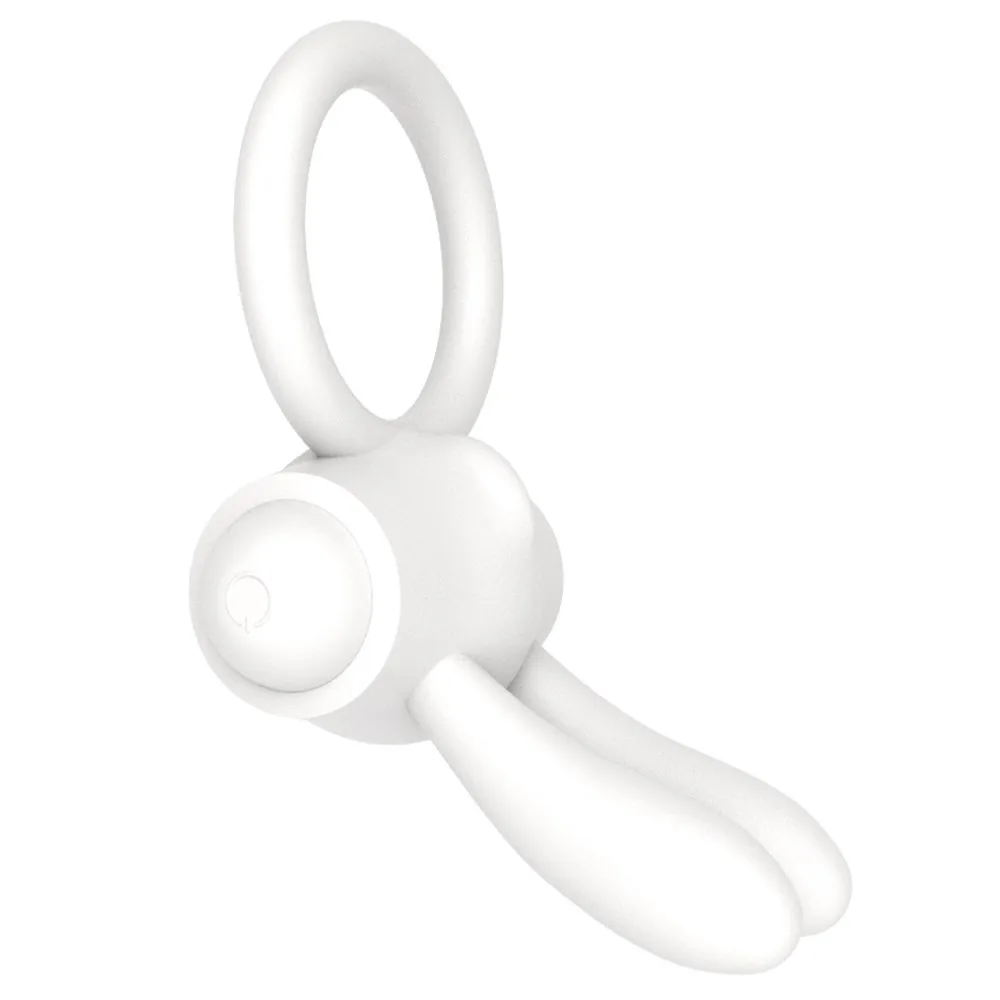 Power Clit – silikónový vibračný krúžok, biely – Obrázok 3