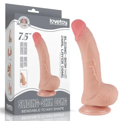 Dildo Sliding Skin 7,5'' – dvojvrstvové, telové