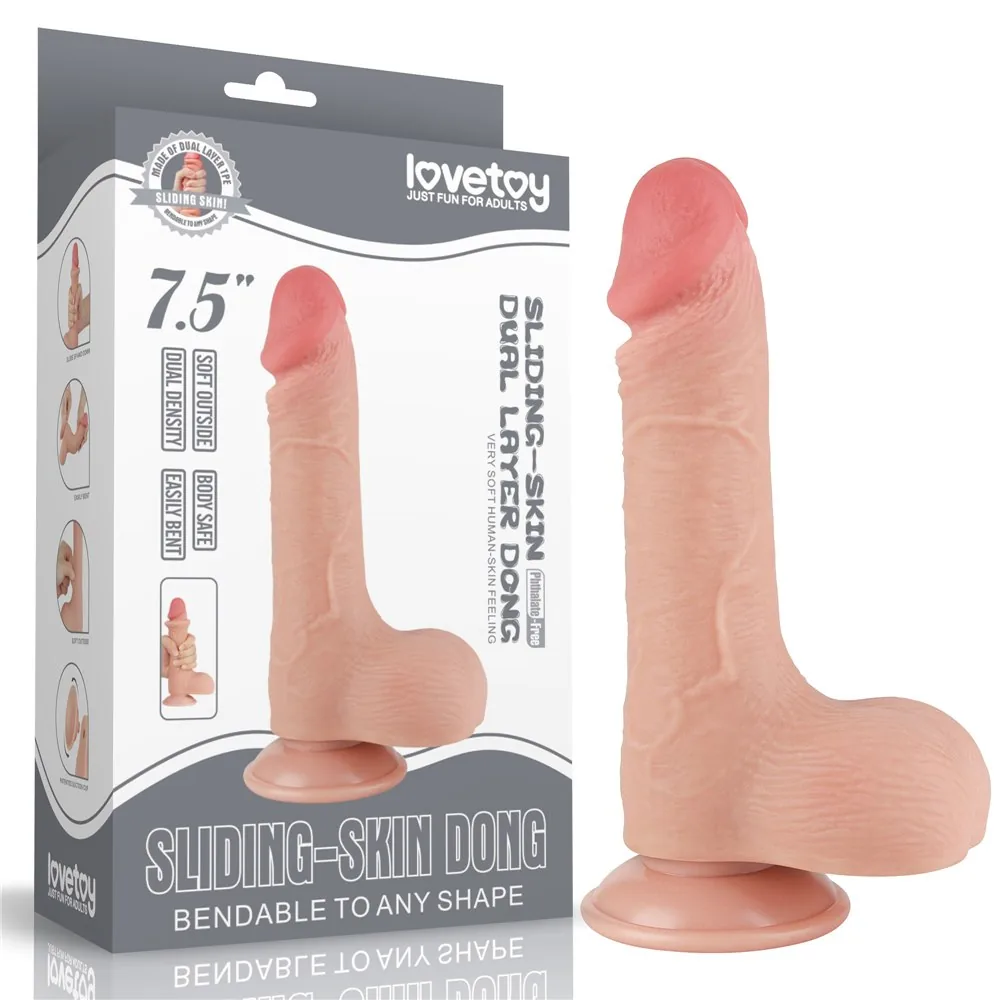 Dildo Sliding Skin 7,5'' – dvojvrstvové, telové