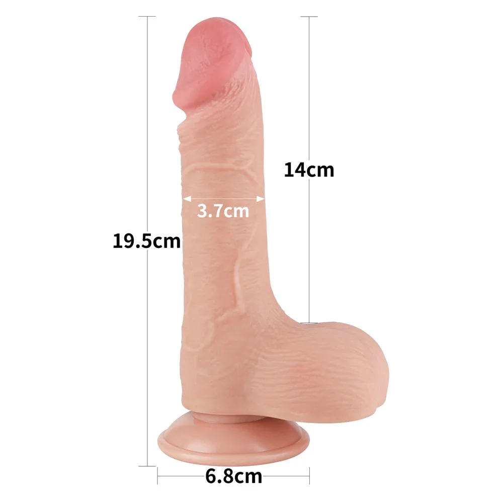 Dildo Sliding Skin 7,5'' – dvojvrstvové, telové – Obrázok 7