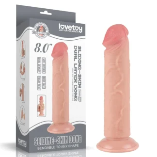 Dildo Sliding Skin 8'' – dvojvrstvové, telové