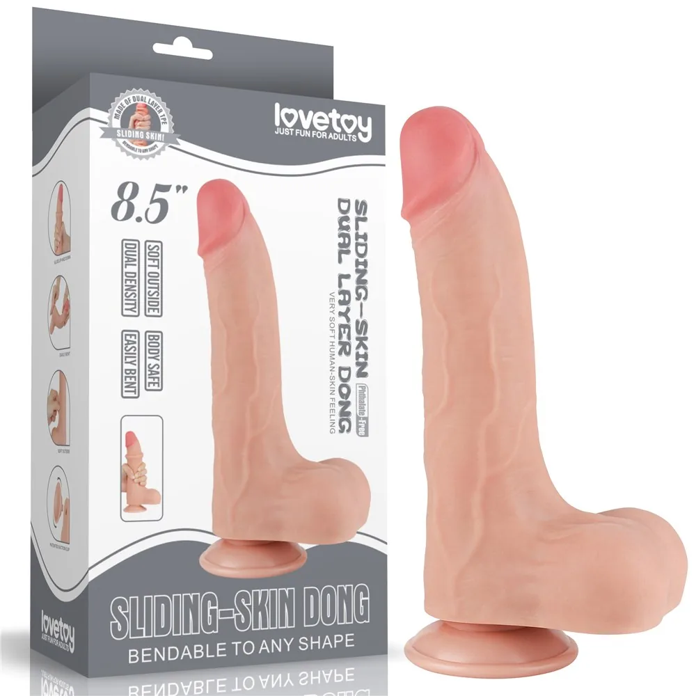 Dildo Sliding Skin 8,5'' – dvojvrstvové, telové