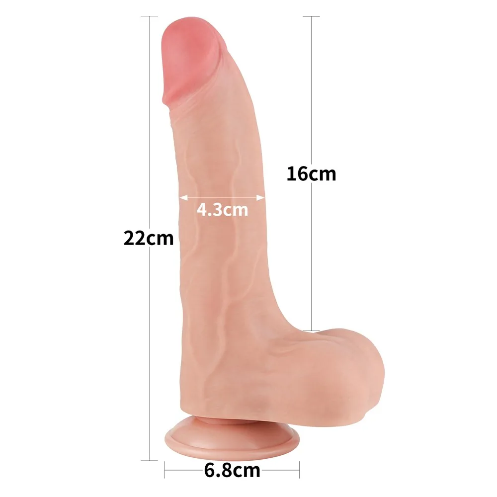 Dildo Sliding Skin 8,5'' – dvojvrstvové, telové – Obrázok 7