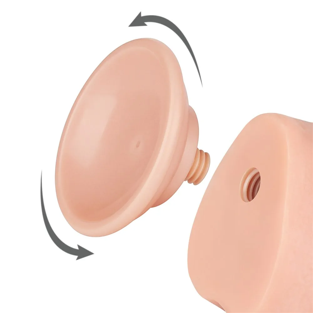 Dildo Sliding Skin 9,5'' – dvojvrstvové, telové – Obrázok 6
