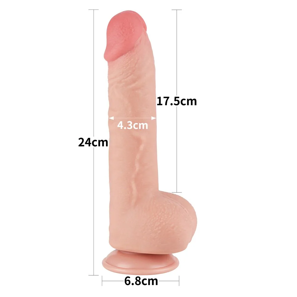 Dildo Sliding Skin 9,5'' – dvojvrstvové, telové – Obrázok 7