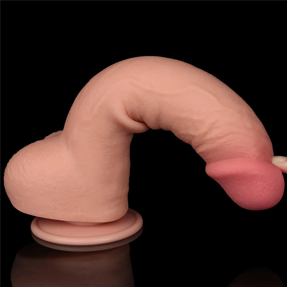 Dildo Sliding Skin 9,5'' – dvojvrstvové, telové – Obrázok 11