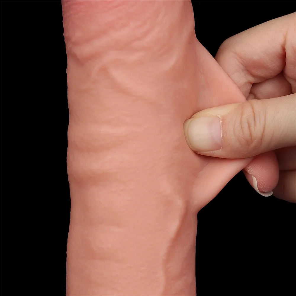 Dildo Sliding Skin 9,5'' – dvojvrstvové, telové – Obrázok 12