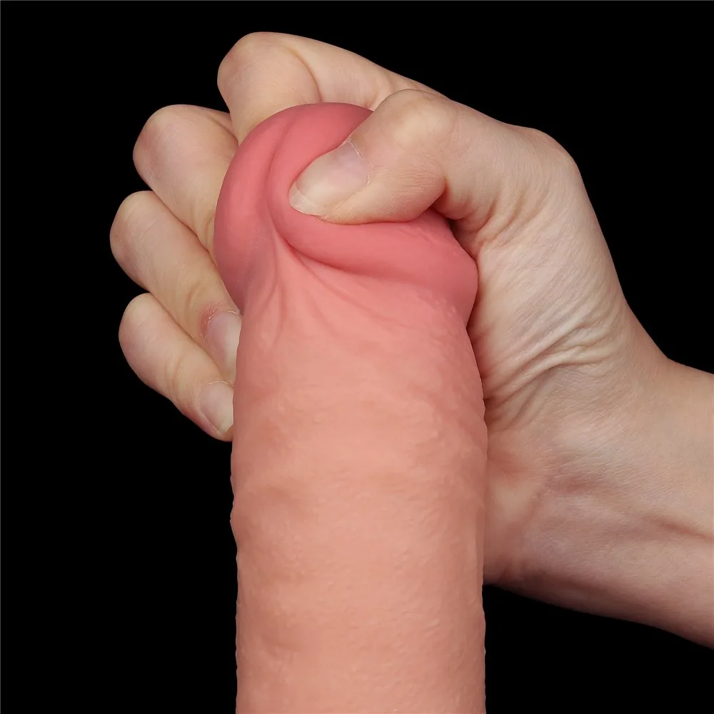 Dildo Sliding Skin 9,5'' – dvojvrstvové, telové – Obrázok 13
