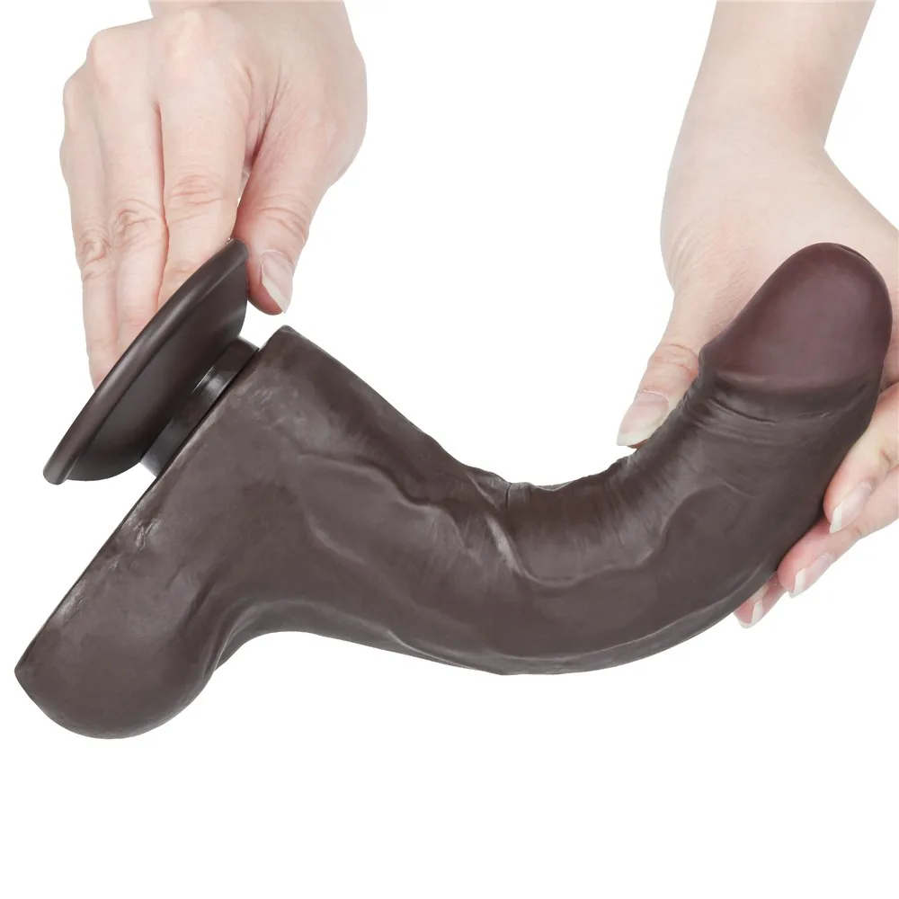 Dildo Sliding Skin 8,5'' – dvojvrstvové, čierne – Obrázok 5