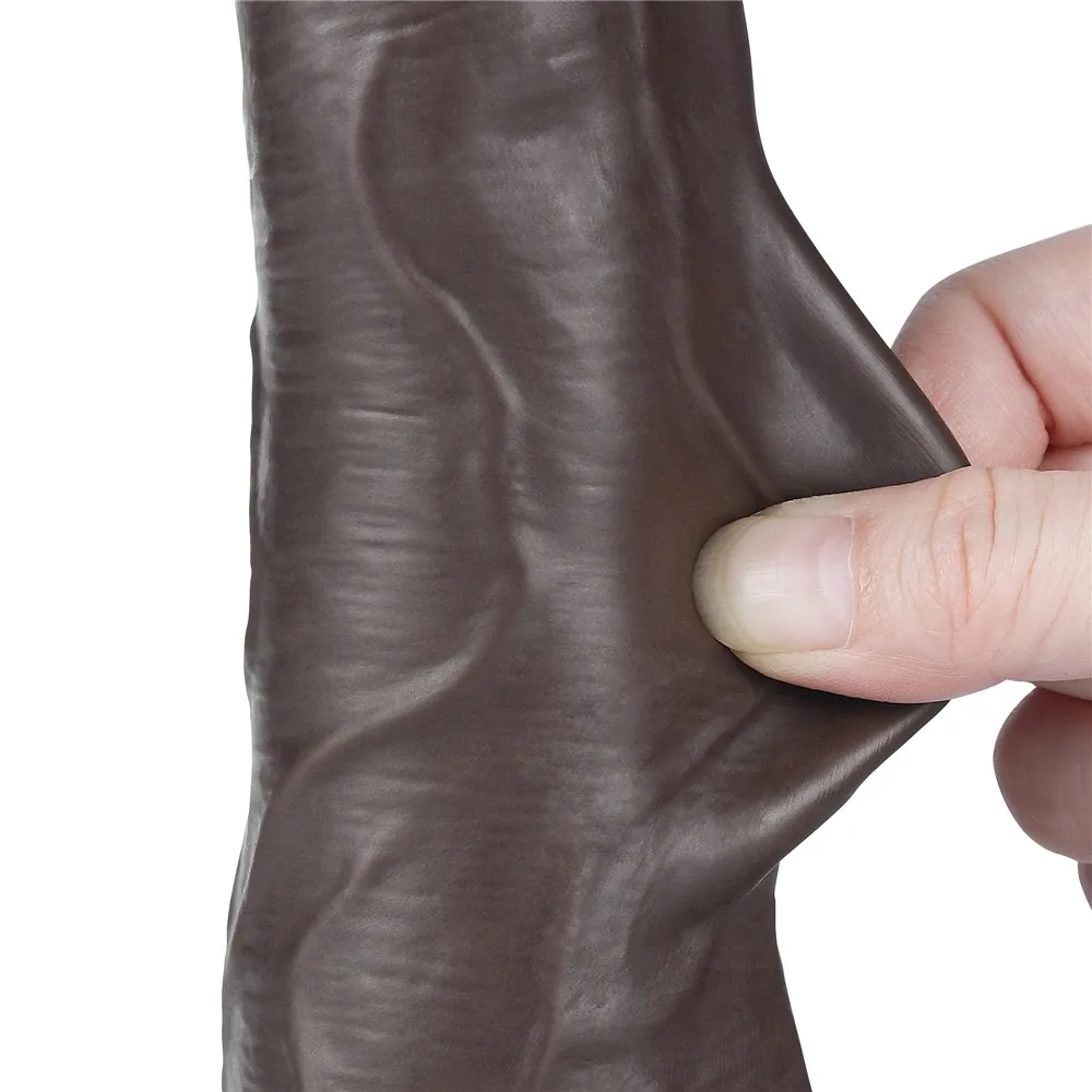 Dildo Sliding Skin 8,5'' – dvojvrstvové, čierne – Obrázok 9