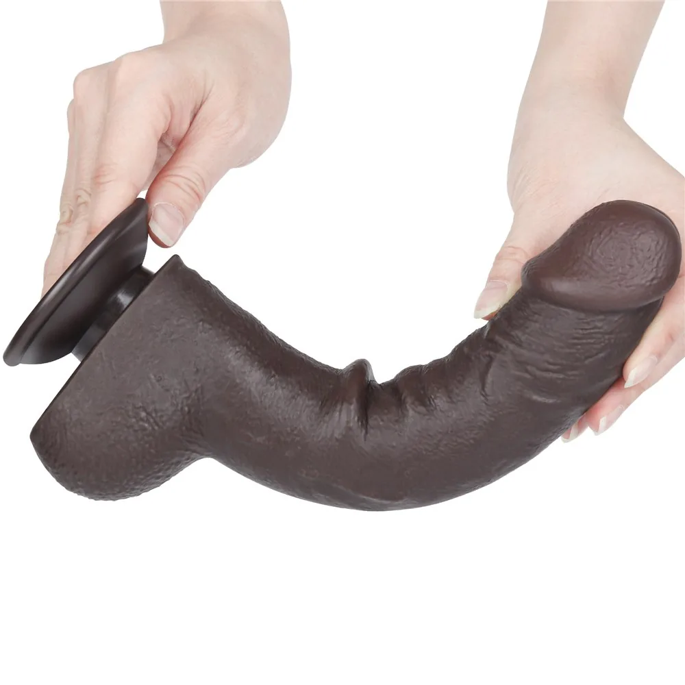 Dvojvrstvové dildo Sliding Skin 9,5'' čierne – Obrázok 4