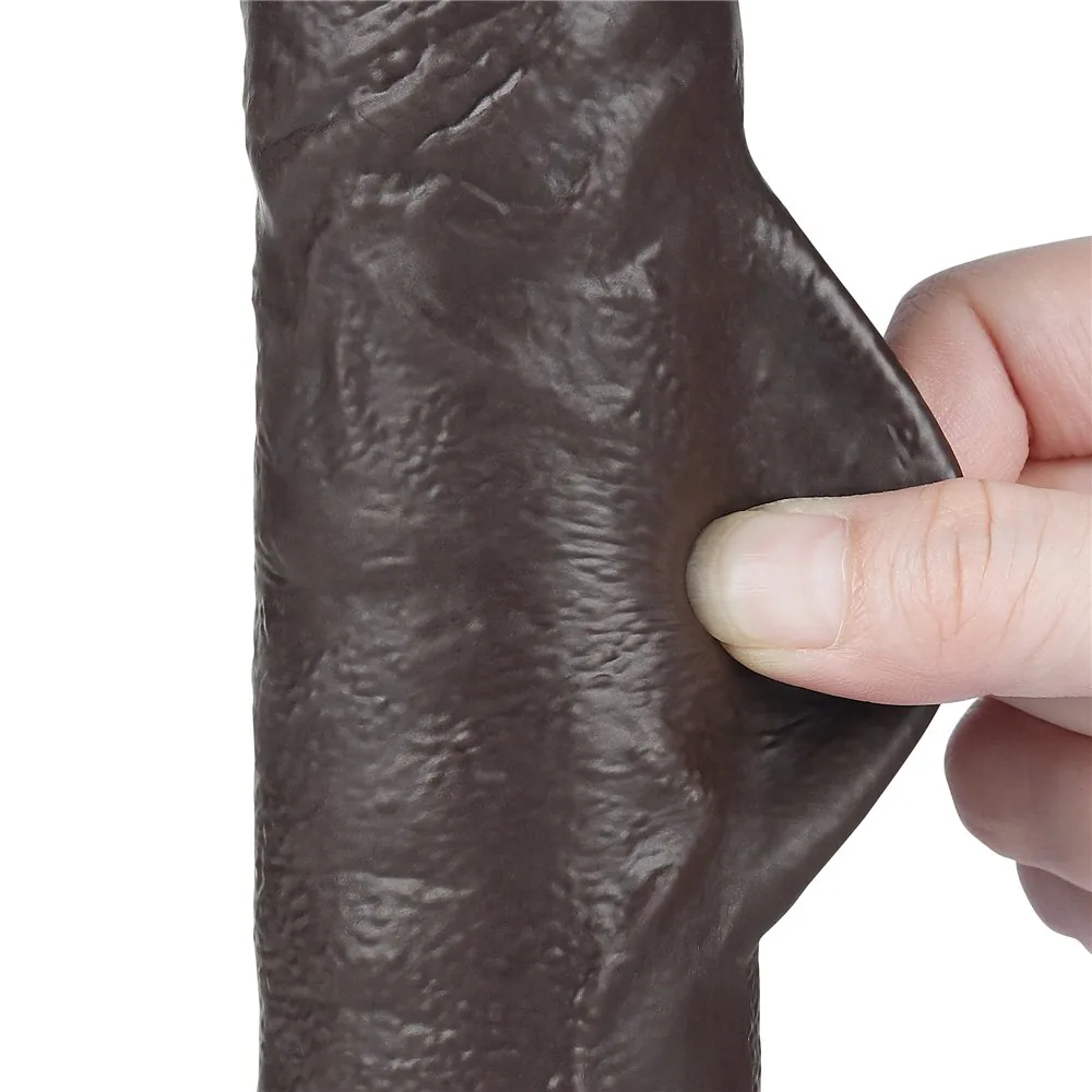 Dvojvrstvové dildo Sliding Skin 9,5'' čierne – Obrázok 8