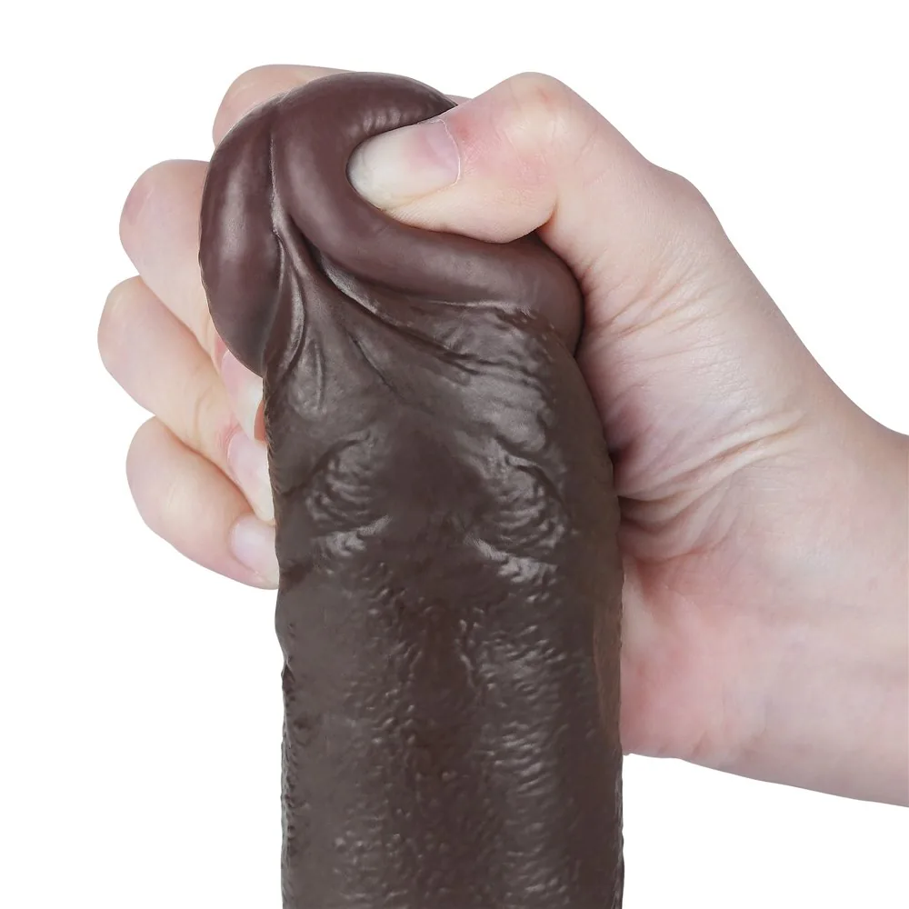 Dvojvrstvové dildo Sliding Skin 9,5'' čierne – Obrázok 9