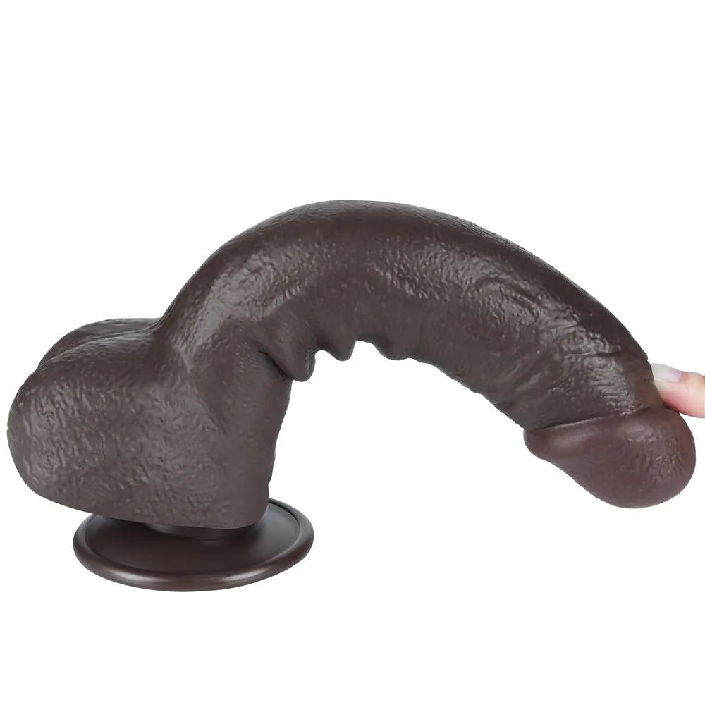 Dvojvrstvové dildo Sliding Skin 9,5'' čierne – Obrázok 12