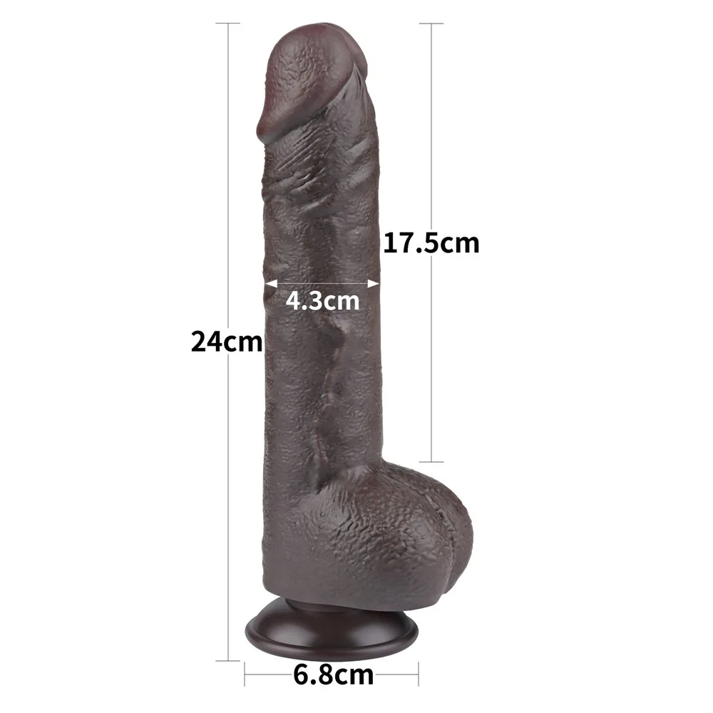 Dvojvrstvové dildo Sliding Skin 9,5'' čierne – Obrázok 13