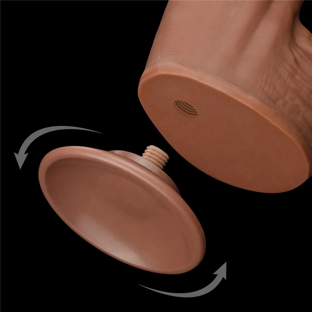 Dildo 12'' King Sized Sliding Skin Dual Layer Dong, hnedé – Obrázok 9