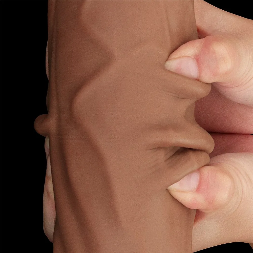 Dildo 12'' King Sized Sliding Skin Dual Layer Dong, hnedé – Obrázok 15