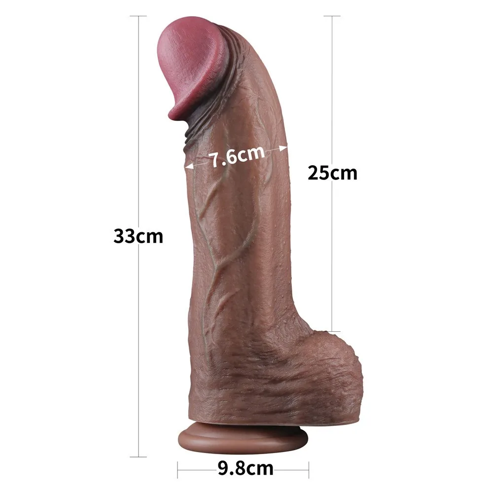 Dildo XXL 13" dvojvrstvový silikón – Obrázok 13