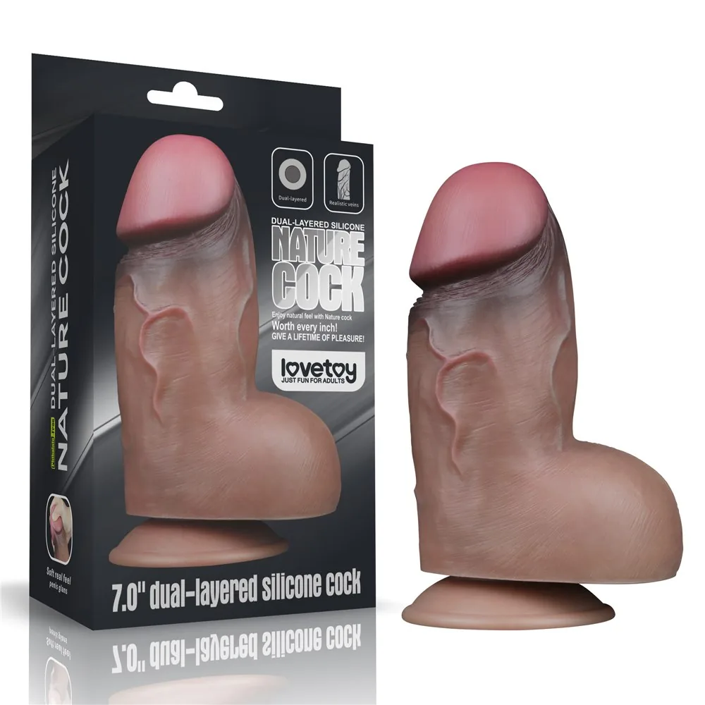 Dildo 7" dvojvrstvový platinový silikón